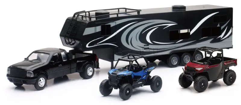 New Ray Toys Pickup Toy Hauler W/Polaris Vehicles (Blue Rzr And Red Ranger) 1