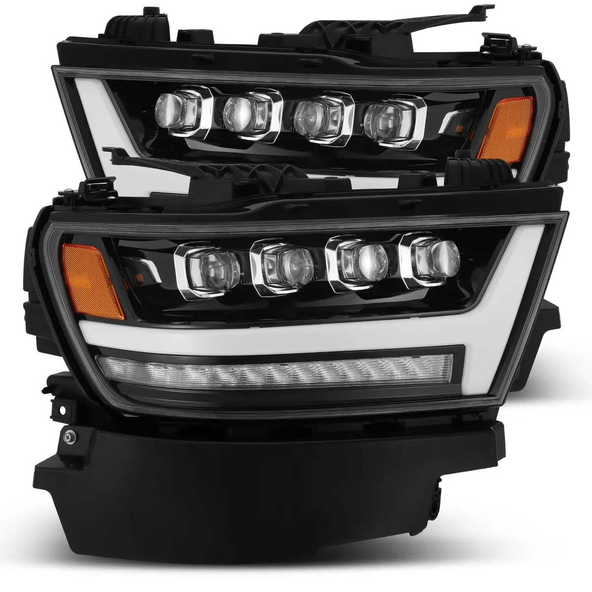 Alpha Rex 19-22 Ram 1500 Nova-Series Led Projector Headlights Jet Black 1