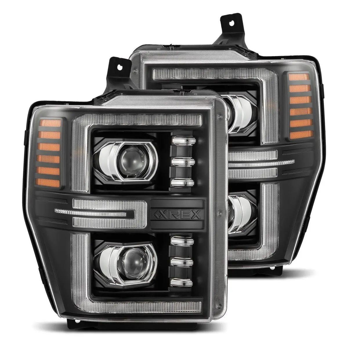 Alpha Rex 08-10 Ford Super Duty Luxx-Series Led Projector Headlights Black 1