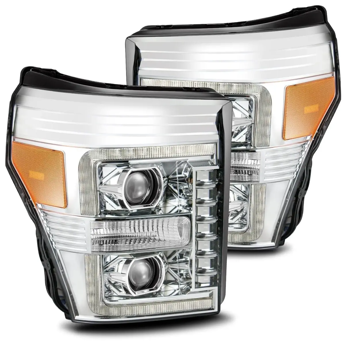 Alpha Rex 11-16 Ford Super Duty Luxx-Series Led Projector Headlights Chrome 1