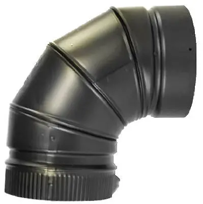 Selkirk Dsp8e9-1 8" 90 Degree Matte Black Double Wall Chimney Pipe Elbow - Quantity Of 1 1