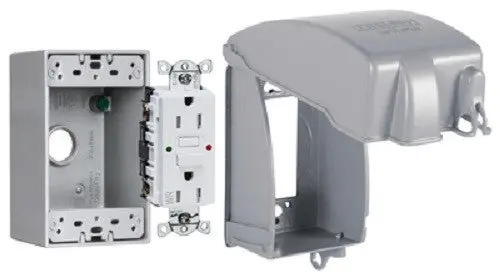Raco Mkg4280ss Taymac Metal Lp Weatherproof Cover Box & Gfci Plug Receptacle Kit - Quantity Of 1 1