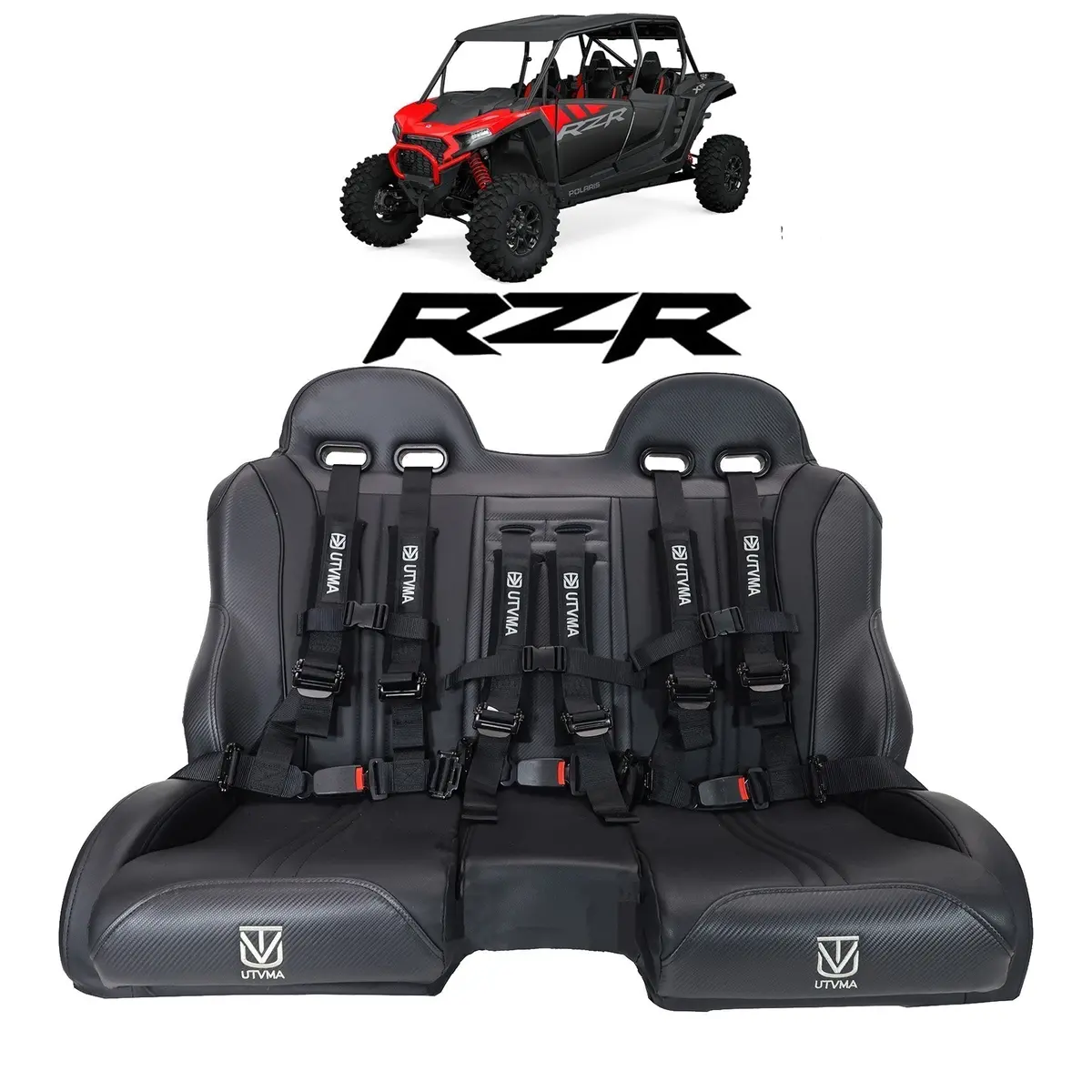 2024+ Rzr 1000 Front/Rear Bench Seat W Harnesses 2 And 4 Seater 1