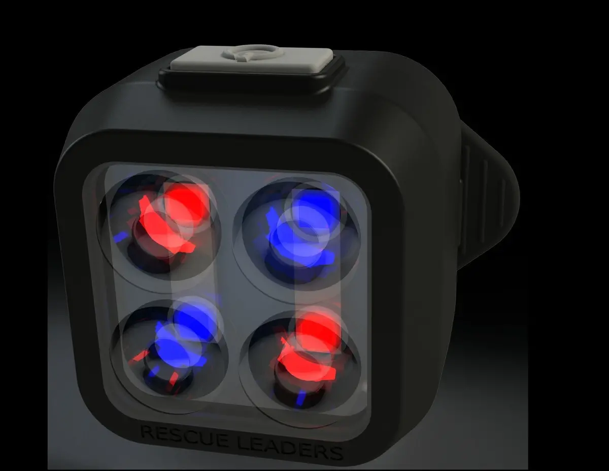Rescue Leaders Rblbra-2 Red & Blue Body Beacon Led Equipped Leather Brass Snap Belt Keeper First Responder Light Gen 2 - Quantity Of 2 1
