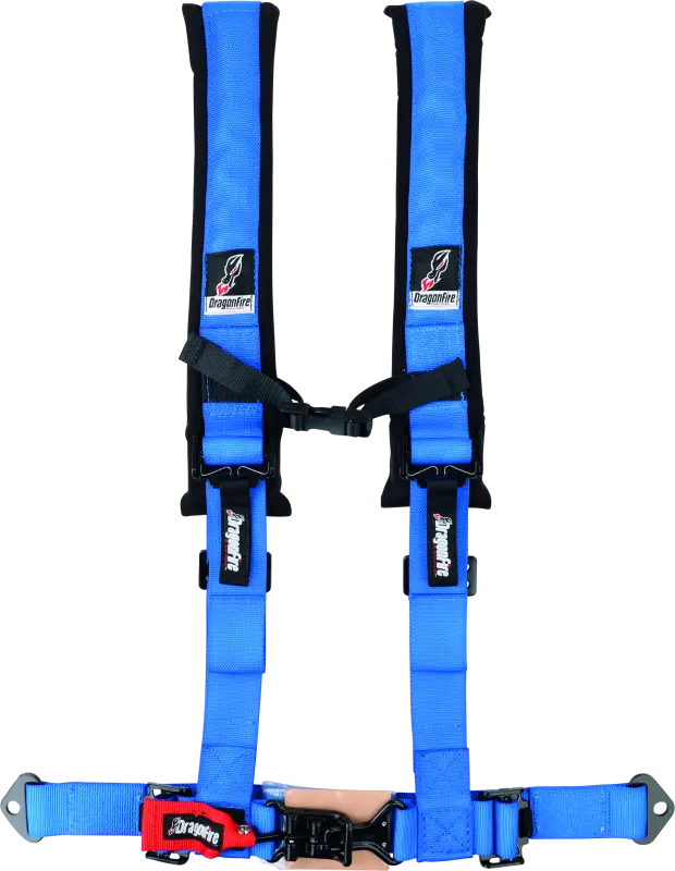Dragonfire Racing Harness- H-Style- 4-Point- 2In Buckle- Blue 1