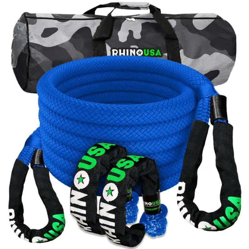 Rhino Usa 7/8In X 30Ft Kinetic Rope Recovery Kit W/Soft Shackles (Blue) 1