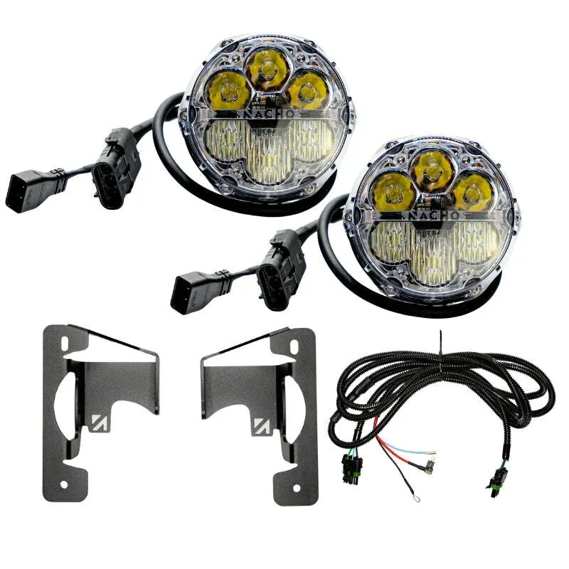 Nacho Lighting Jeep Jl/Jt Sae Combo White Plug N Play Fog Light Kit (3Pc Bumper Kit) 1