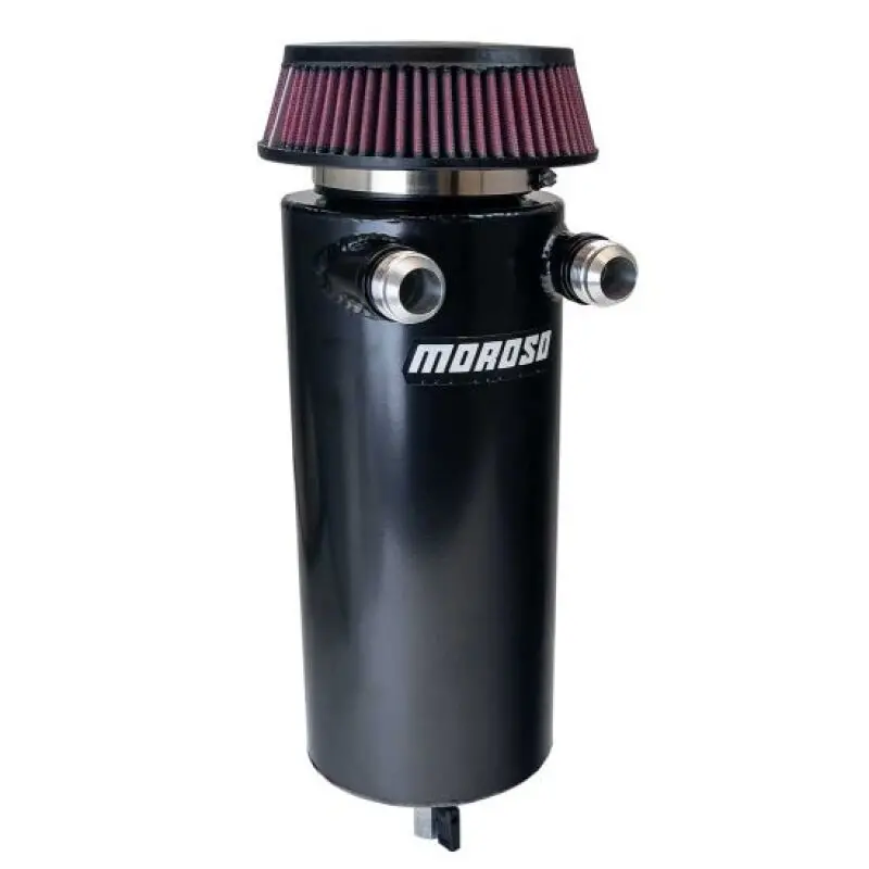 Moroso 6In Diameter Dual -16An Inlet Aluminum Breather Tank Catch Can - Black 1