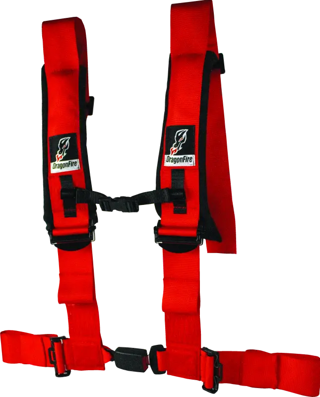 Dragonfire Racing Harness- H-Style- 4-Point- Ez-Adjust- 3In Buckle- Red 1