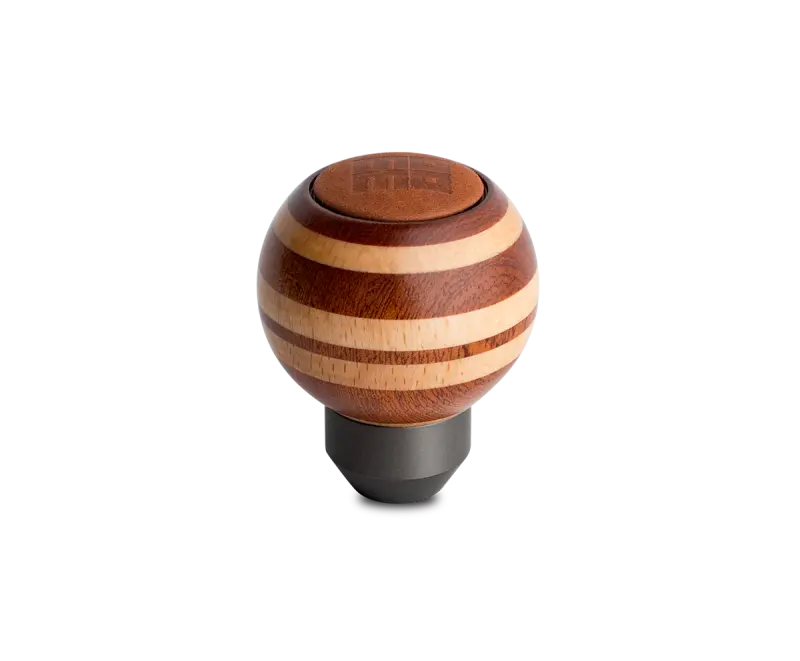 Momo Targa Heritage Shift Knob - Round Wood, Layered Mahogany And Beechwood, Leather Insert Top 1