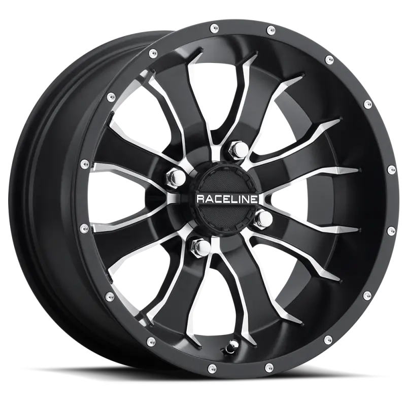 Raceline A77 Mamba 9X8in / 4X115 Bp / -34.5Mm Offset / 90Mm Bore - Black & Machined Wheel 1