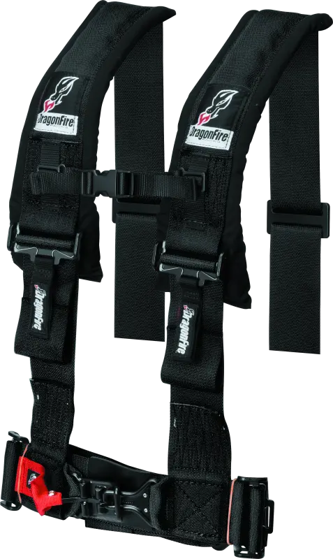 Dragonfire Racing Harness- H-Style- 4-Point- 3In Buckle- Black 1