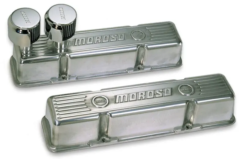 Moroso Chevrolet Small Block Valve Cover - 1 Cover W/2 Breathers At Front - Polished Aluminum - Pair 1