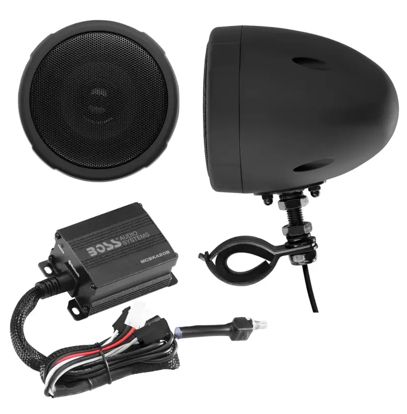 Boss Audio Systems Motorcycle Speaker Amplifier/ Bluetooth/ 3In Speakers Pair- Black 1