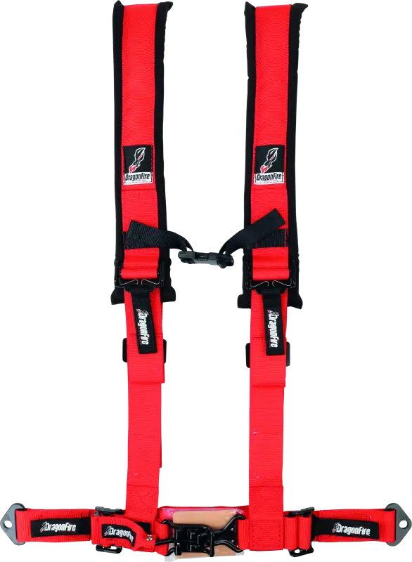 Dragonfire Racing Harness- H-Style- 4-Point- 2In Buckle- Red 1
