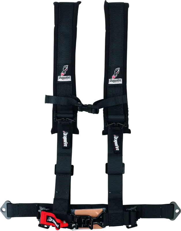 Dragonfire Racing Harness- H-Style- 4-Point- 2In Buckle- Black 1