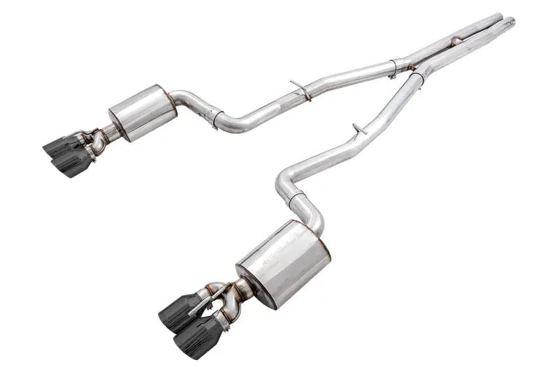 Awe Tuning 2015+ Dodge Challenger 6.4L/6.2L Non-Resonated Touring Edition Exhaust - Quad Black Tips 1