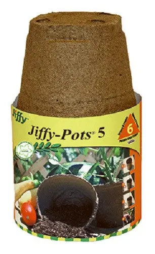 Jiffy Jp506 6 Pack Of 5" Round Seed Starting Peat Pots - Quantity Of 8 1