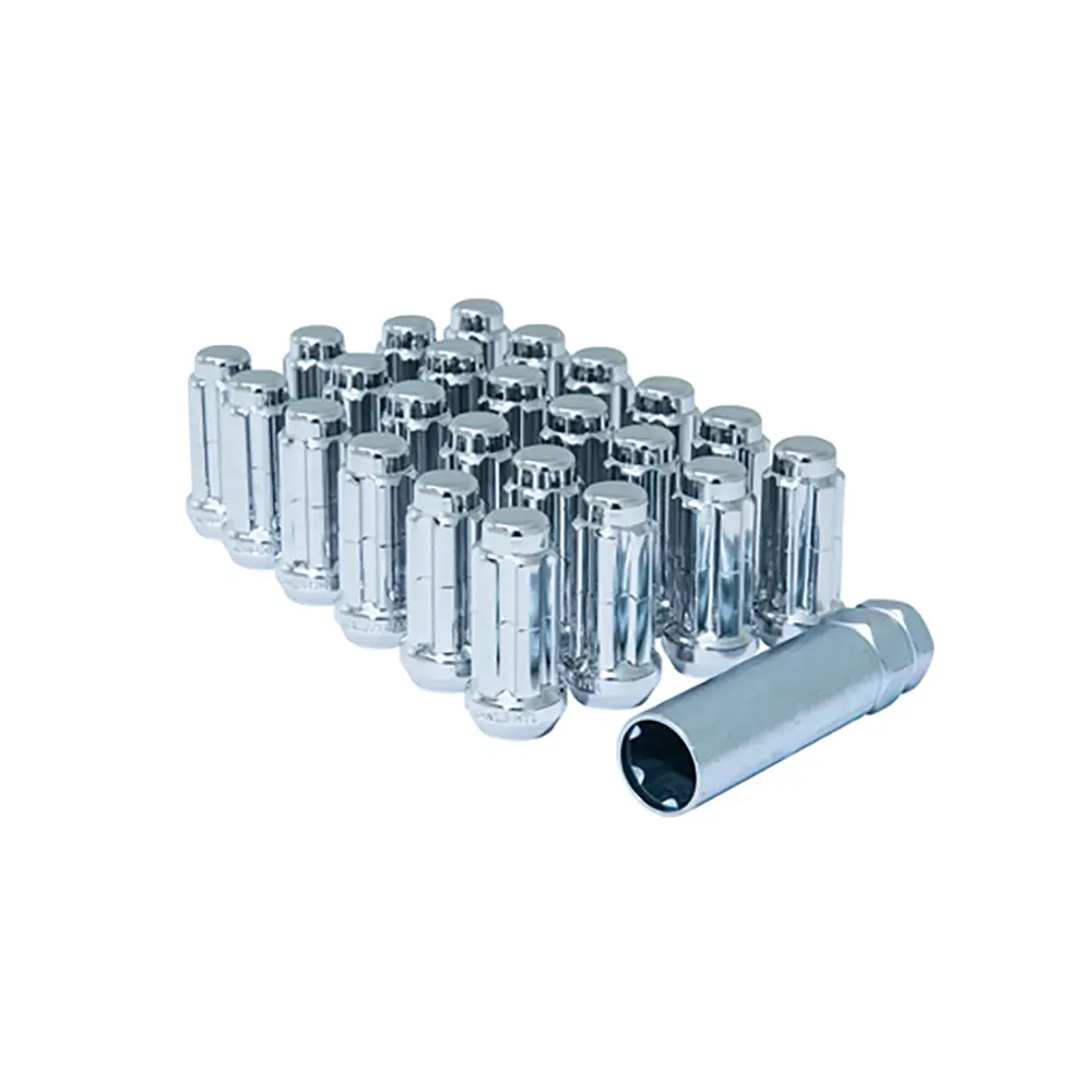 Gorilla Small Diameter Spline Duplex Lug Nuts - 13/16" & 7/8" Dual Hex Key - 14Mm X 1.50 Thread Size - Chrome Finish - Set Of 24 1