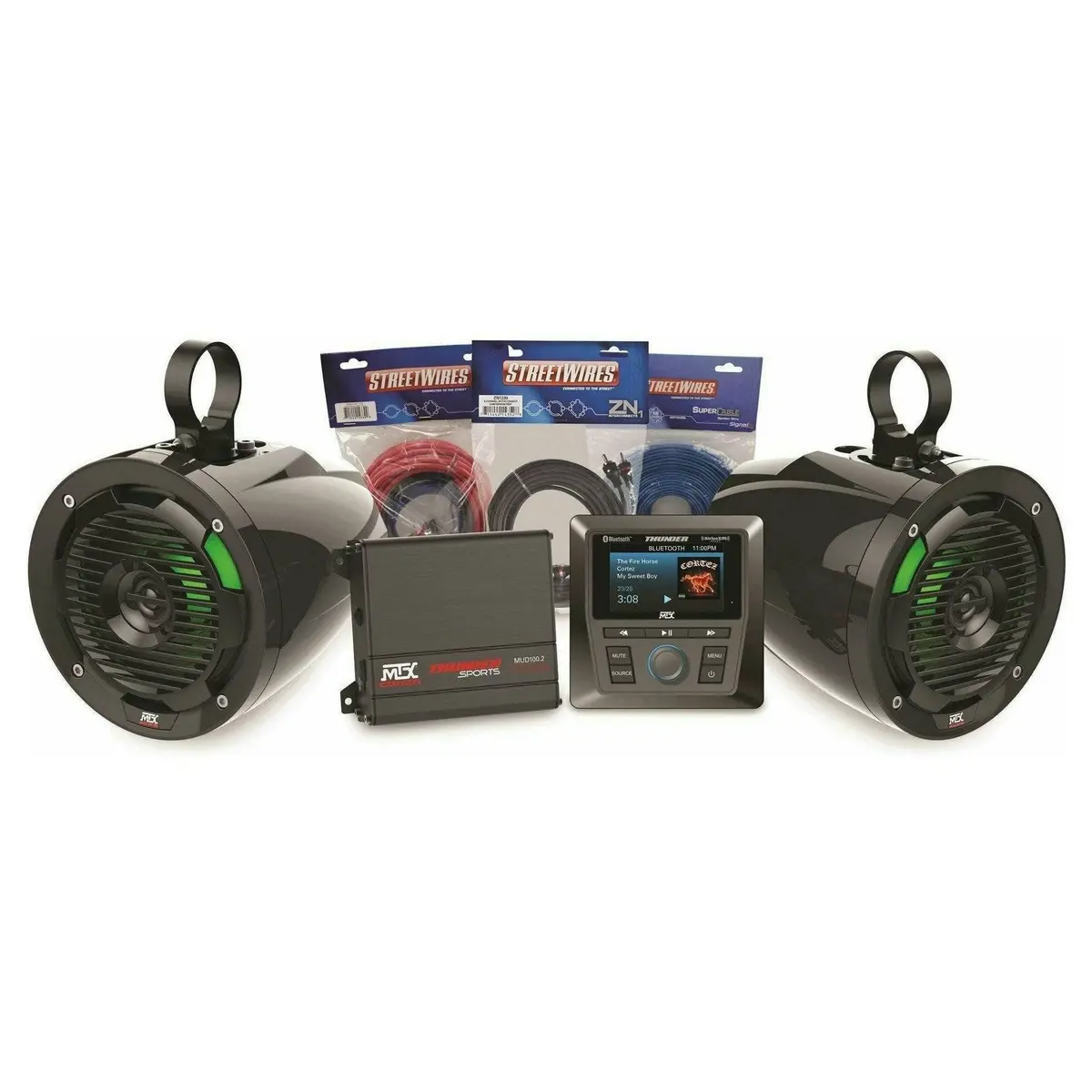 Universal 2 Amplified Cage Mount Speakers With Head Unit 1