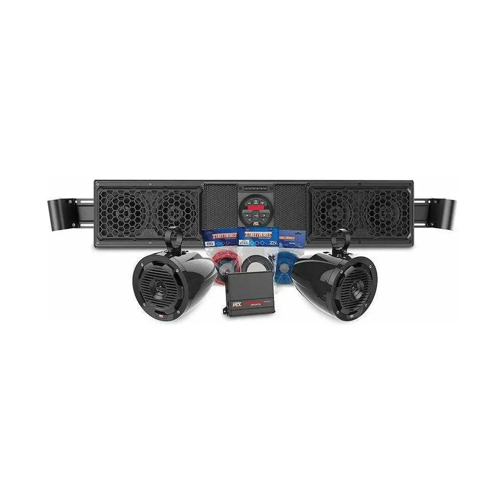Can Am Maverick Bluetooth Overhead Sound Bar With 2 Amplified Cage Mount Speakers 1