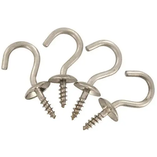 (25) National Mfg N348-433 4 Packs 3/4" Stainless Steel Screw In Cup Hooks 1