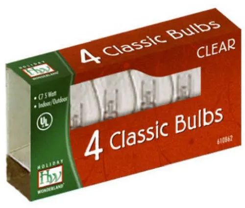 Holiday Wonderland 1074C-88 4-Pack Of C7 Clear Replacement Bulbs - Quantity Of 15 1