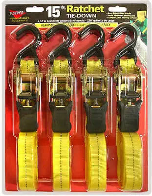 15 Each Keeper 05506 4 Pack 15' Ratchet Tie Down Straps 1