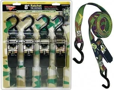 Hampton Keeper # 03508-V 4 Pack 8', Camouflage Ratchet Strap Tie Downs 1